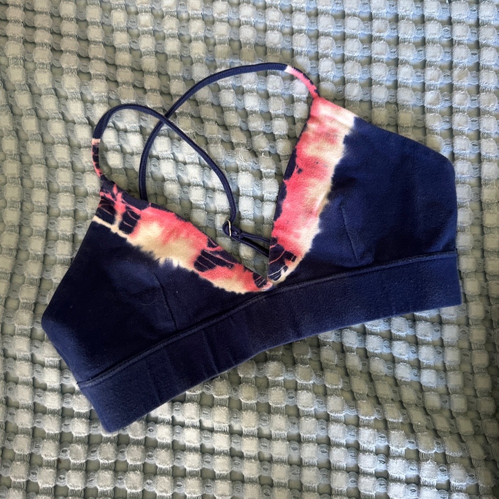 Wildfox Navy and Pink Tie-Dye Sports Bra